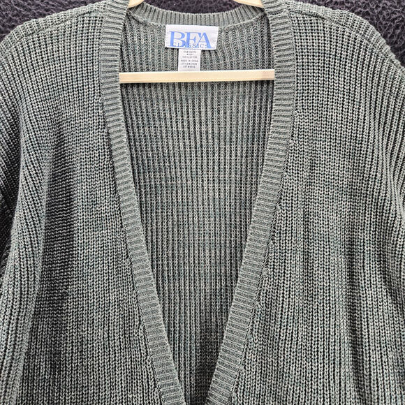 BFA Classics Womens Sweater Green Size 1X 100% Cotton Button Close Long Sleeve - Picture 9 of 12